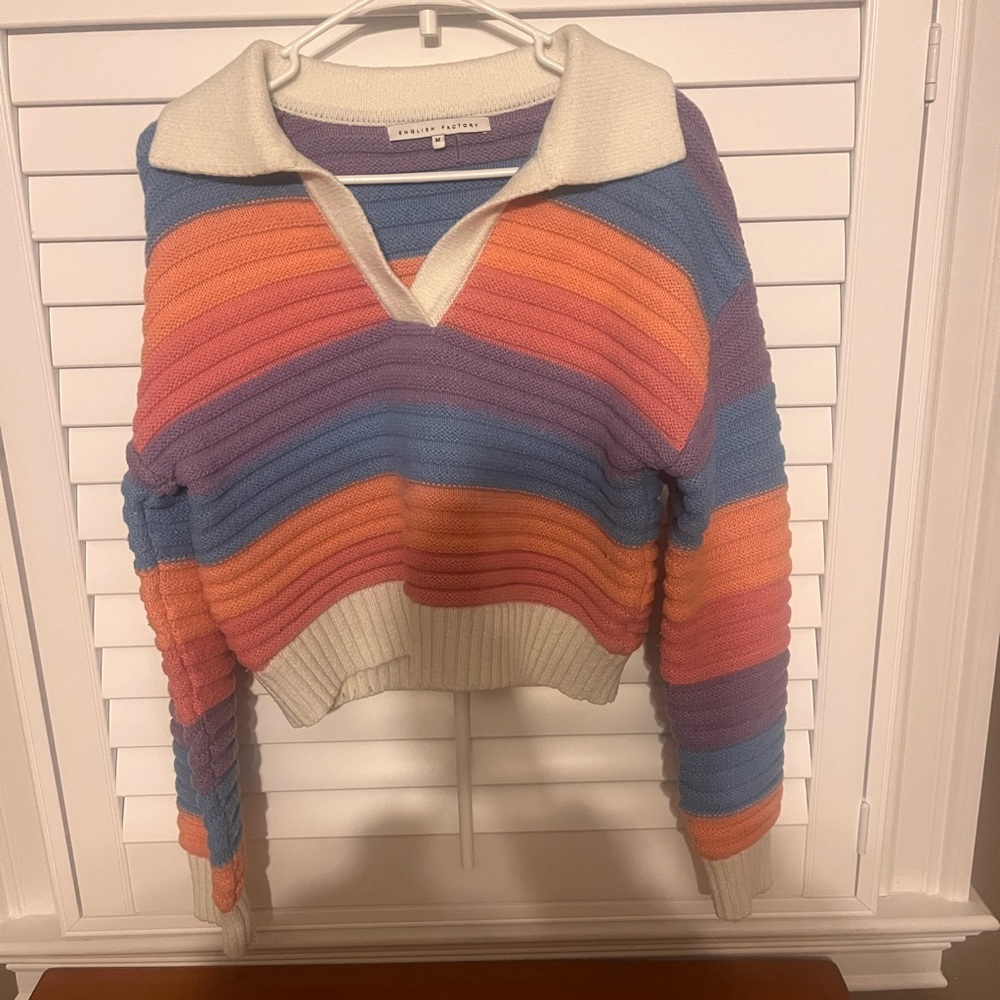 English Factory Colorful Striped V-Neck Sweater